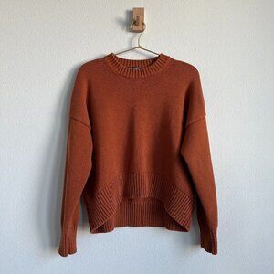 Quince 100% Cotton Boyfriend Crew Sweater in Rust XS